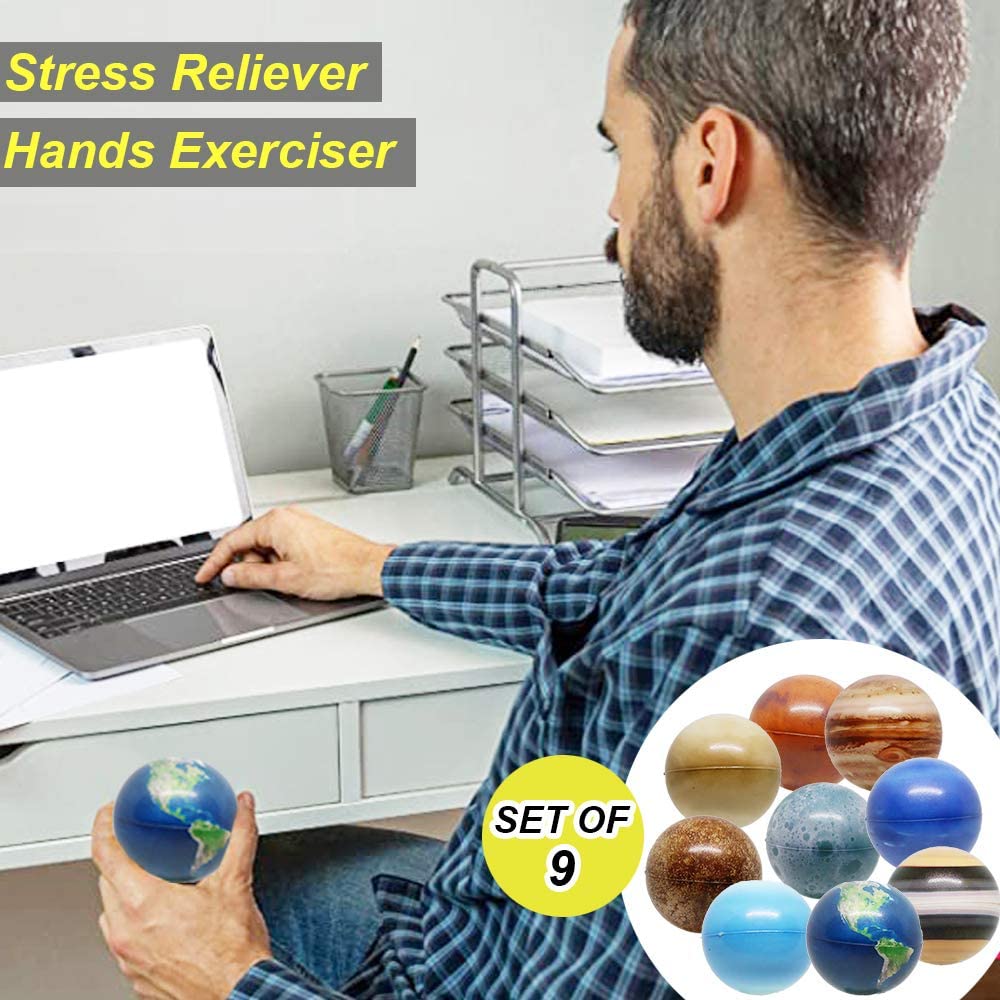 HUAYI Relieve Anxiety Solar System Planets Bouncy Balls Squeeze Sensory Fidget Ball Toy Squeeze Balls Toys Squeeze Toys