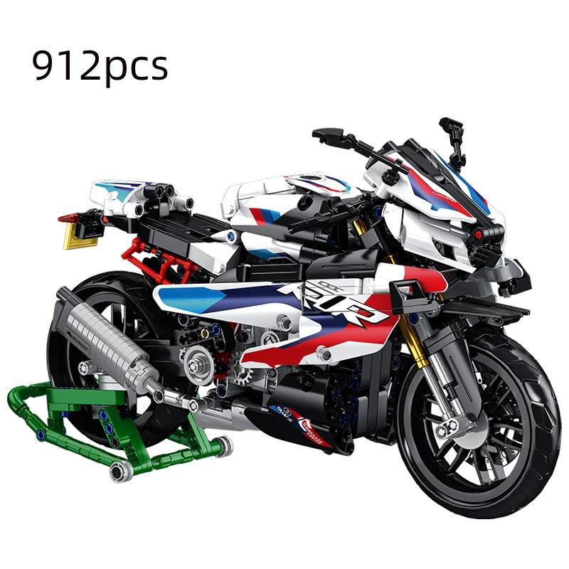 MOC City Technical Super Motorcycle Racing Motorbike Model Building Block DIY Locomotive Brick Toys for Children Boys Gifts