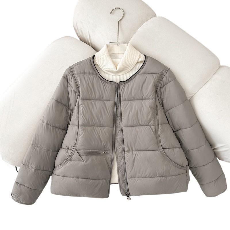 European and American light down cotton clothes women's new round neck loose leisure college cotton coat winter coat is now