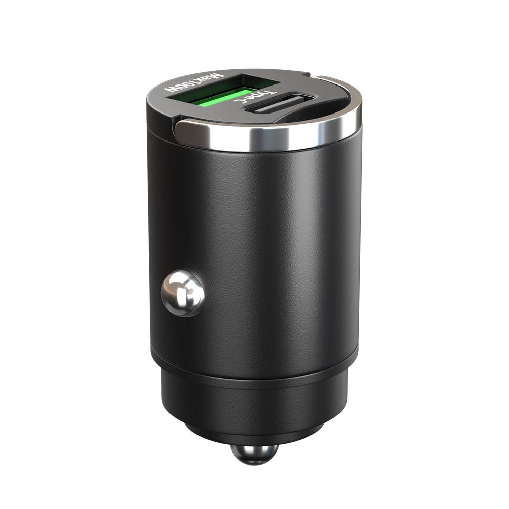100 Вт мини-автомобильное зарядное устройство с двумя портами USB, быстрая зарядка, тип C, автомобильный адаптер PD для iPhone 14, 13, 12, Xiaomi, Huawei, Samsung QC3.0