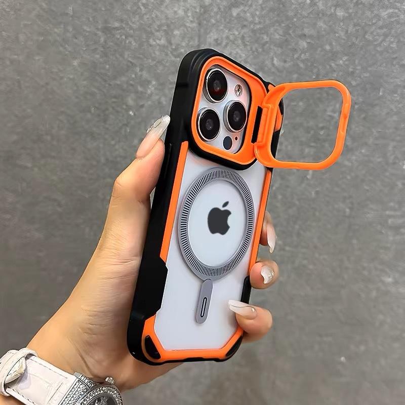 Подходит для чехла на телефон Apple 17 16 креативный держатель для объектива iPhone15promax магнитное притяжение защита от падения прозрачный и простой