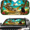 Skeleton & Black Cat Sun Visor Car Sun Shade Front Windshield Coverings Blocker Auto Protector Window Visor Screen Cover
