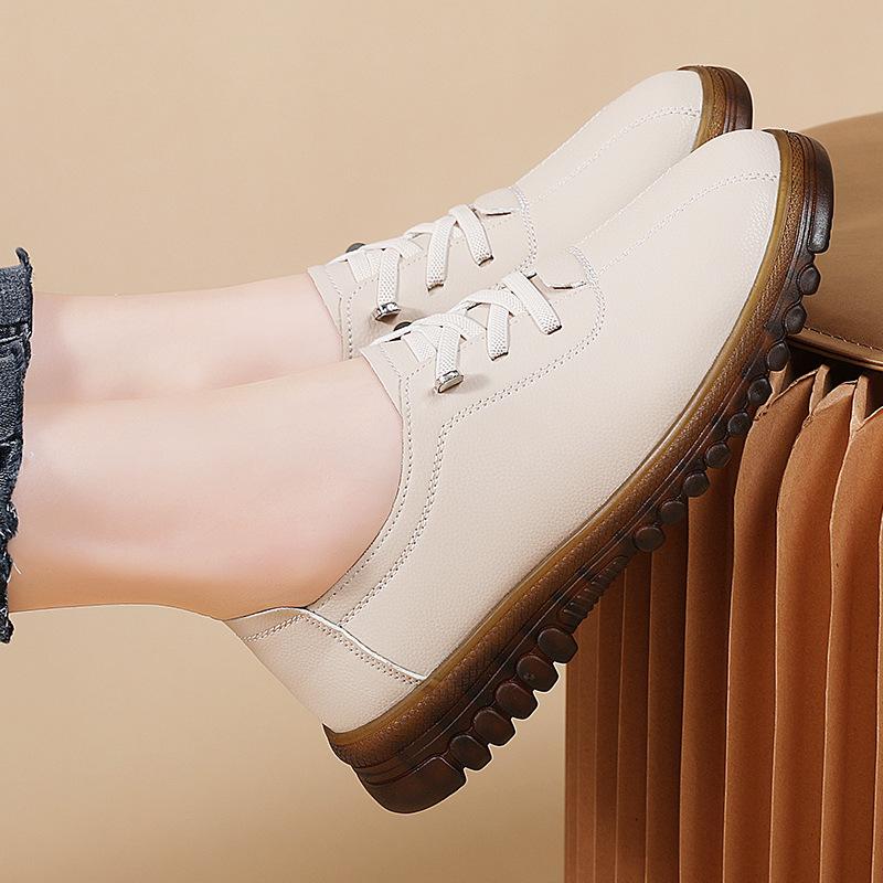3 см Женская обувь на мягкой подошве Весна и Осень Новая Толстая подошва Удобная Повседневная Танкетка Плоская подошва Мамина обувь