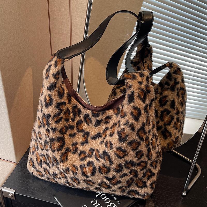 Сумка Niche Underarm женская ретро модная сумка через плечо с леопардовым принтом плюшевая женская сумка-тоут