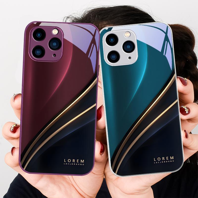 Градиентный Lorem Черный для iPhone 15 14 13 12 11 Pro Max X XS XR 7 8 Plus 2020 22 SE Черный чехол из закаленного стекла для телефона