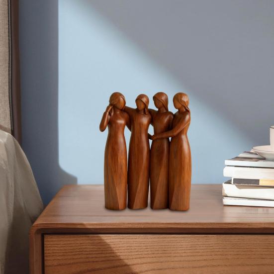 Фигурка Сестра Стоящая 2/3/4 Женщины Деревянная Скульптура Подарки Дружбы для Лучших Подруг Женщин Настольное Украшение для Гостиной Спальни Офисного Стола