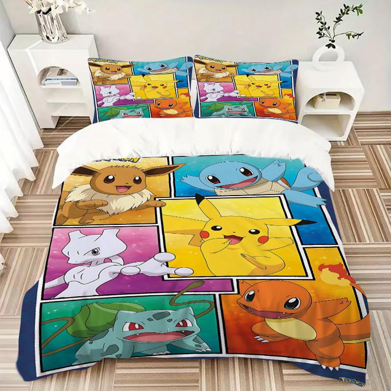 3pcs Pokemon Bedding Set: Perfect for Bedroom or Guest Room. Soft and Comfortable with No Core Included yy251009235