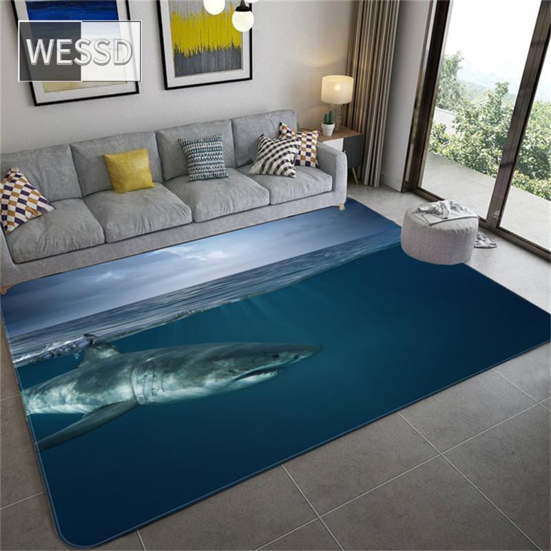 3D коврик с узором акулы для спальни, большой ковер с морскими животными, коврик для гостиной, материал из губки, ковер для комнаты, ковер для спальни для мальчиков