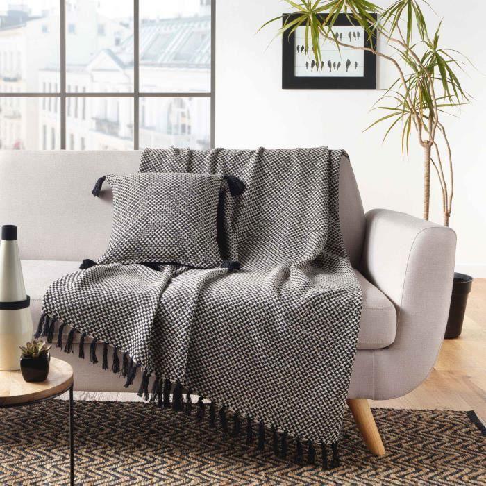 Coussin - Jennie - Noir - 40x40 cm - Déhoussable - Contemporain - Oeko-Tex®