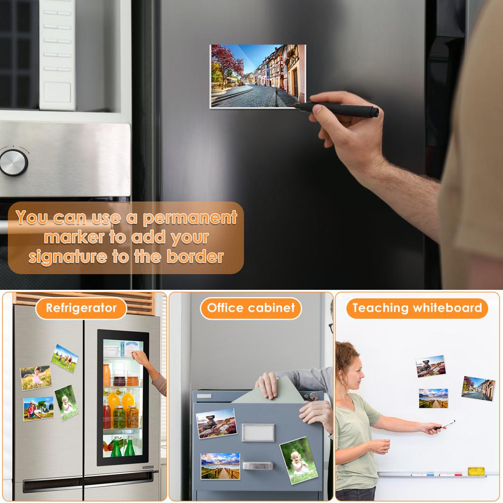 12Pcs Magnetic Picture Frames 4x6 Inch Magnetic Photo Pocket with White Border Clear PVC Magnetic Photo Frame for Refrigerator