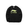 Li Ning Sports Fashion Series Casual Color Block Printed Logo Loose Round Neck Pullover Sweatshirt Men Sweatshirt Black AWDR369-2