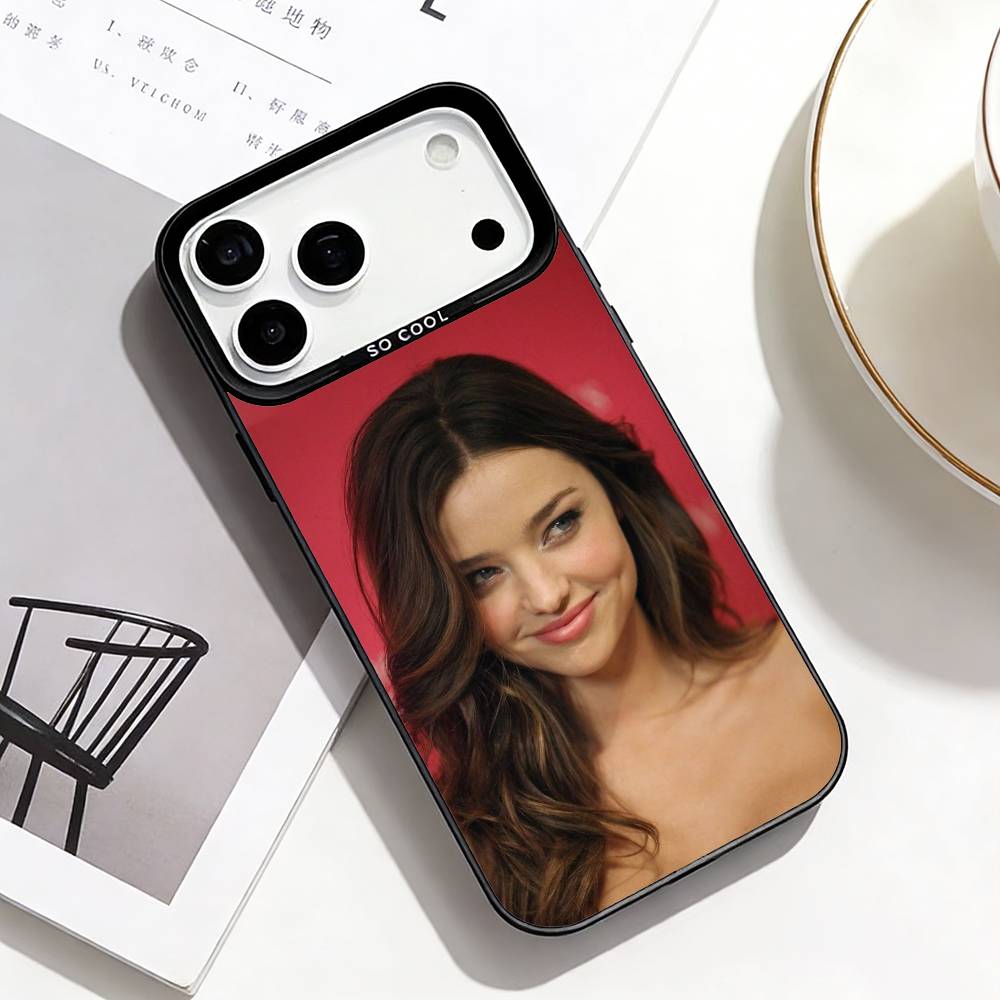 Retro Chic Elegance Miranda Kerr Phone Case For iPhone17,16,15,14,13,12,11 Plus,Pro Max Black Border Silver  Plated Cover