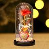 Glass Dome Artificial Flower Light up Gift for Wedding Birthday Party White Lamp