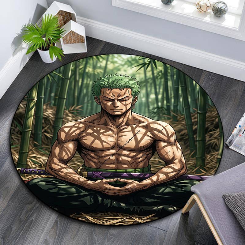 Zoro pattern round rug,Carpet Rug for Living Room Bedroom Playroom ,Non-slip Floor Mat,Holiday Gifts and Birthday Gifts.