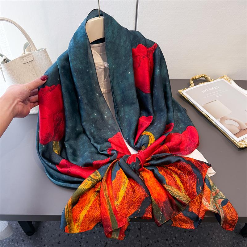 2025 Шелковый платок Фуляр Женская повязка на голову Роскошный хиджаб Женский Мягкий Теплый Пашмина Пляжные шарфы Эшарп Шаль Большой платок Бандана