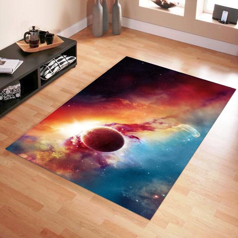 Multicolor Design Rug Colorful Rug Modern Area Rug 3D Art Vortex Rug Universe Planet Rug Black Hole Rug Living Room Rug