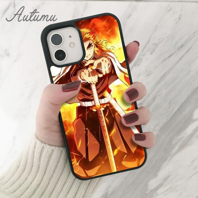 Чехол Rengoku Kyoujurou Demon Slayer для iPhone 11 12 13 14 Pro Max mini XR XS SE 2020 6 7 8 Plus Samsung S21 S22