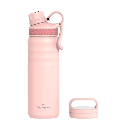 GRANDTIES Vacuum Insulated Stainless Steel Wide Mouth Water Bottle, 709ml, with Two Lids, Direct Drinking, Keeps Hot or Cold Water Hot for 12 Hours, K