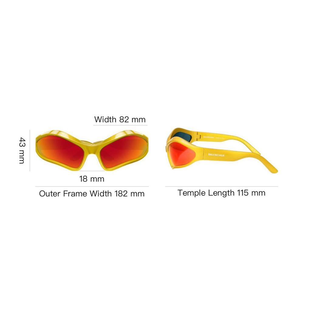 Balenciaga Full Frame Design Bio-Injection Molding Plastic Irregular Shape Sunglasses Unisex sunglasses Yellow BB0314S004