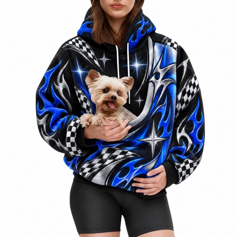 Womens Oversized Hooded Sweatshirt 2026 Fall Halloween 3D Print Long Sleeve Loose Fit Flannel Top Casual Wear