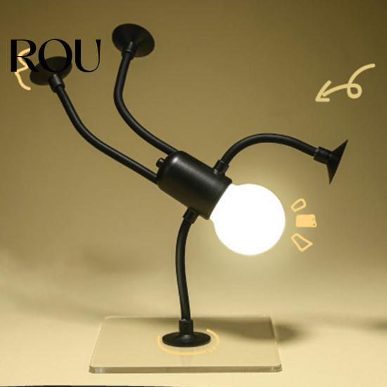 Adjustable Pose Night Light LED Bedside Lamp Changeable Shape Funny with Suction Cup Decorative Lighting Solution Soft Glow DIY Cute Bulb Man Mini
