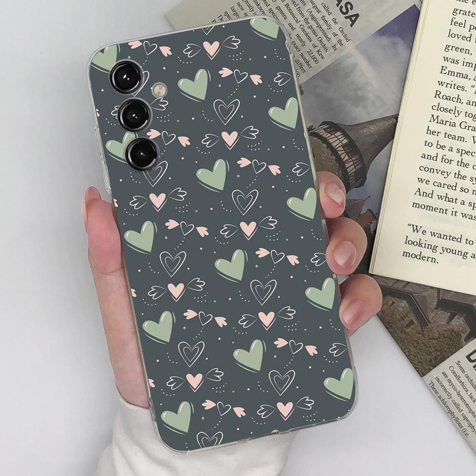 Чехол для телефона Samsung Galaxy S20 S21 S22 S23+ S5 S6 S7 Edge S9+ M23 M54, модный защитный мягкий силиконовый чехол с сердечком и мишкой для Samsung, чехол-бампер