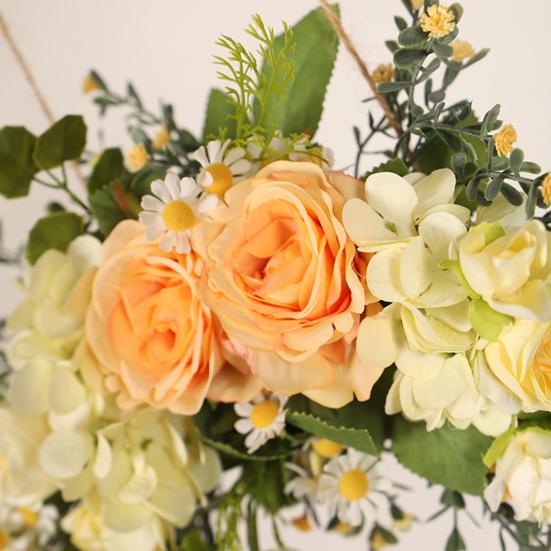 Декоративный Искусственный Цветок Яркий Эстетичный Венок на Дверь Искусственный Шелк Гирлянда из Роз Дом