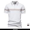 Men Striped Business Casual Polo Shirts Breathable Short Sleeve Comfort Summer Knitted Polo Men