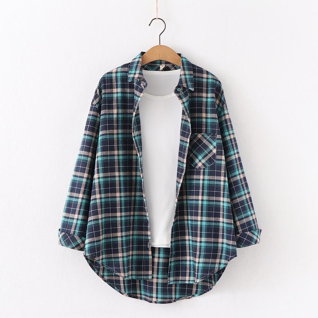 Plaid Shirt Women Loose Plus Size Blouse Female Long Sleeve Blouses Cotton Flannel Casual Shirt Women Tops Blusas
