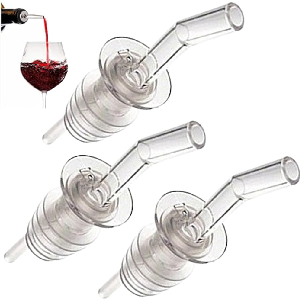 3-piece set wine pourer cocktail spout bottle quick shot injector whiskey olive oil commercial use (white)