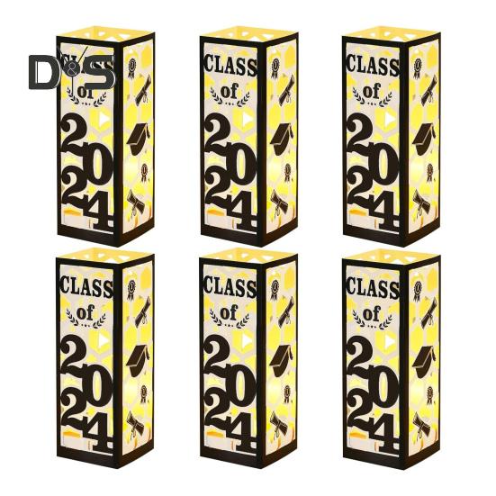 6 шт. освещенных выпускных центральных украшений для выпускного класса 2025 года, фонарики, украшения для выпускного со светодиодной подсветкой для выпускного вечера в колледже и средней школе