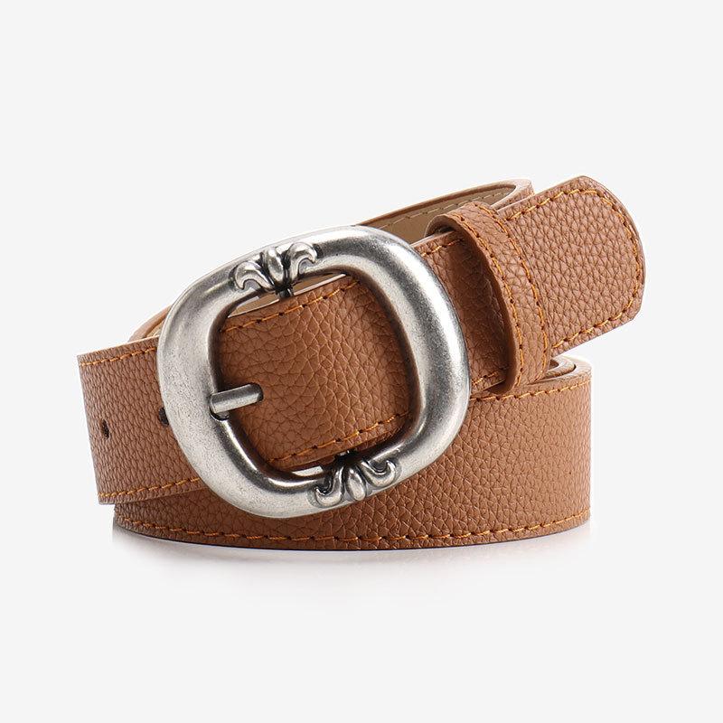 Leather Pattern Leopard Belt With Electroplated Buckle For Women Casual