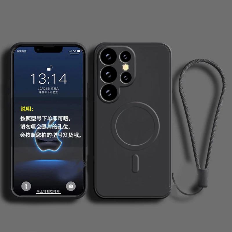 Жидкий силиконовый чехол Magsafe для Samsung Galaxy S25 FE S24 S23 S22 S21 Ultra Plus A55 A15 A35 Магнитная крышка для беспроводной зарядки