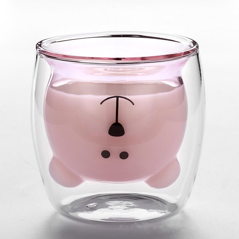 Креативная двухслойная кофейная кружка с милым медведем, двойная стеклянная чашка, картонная чашка для молока с изображением животных, женская милая кошка, утка, собака, подарок, Рождественский подарок