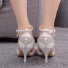 Woman Sandals Bling Sequins White Crystal Rhinestone High Heels Luxury Designs Banquet Elegant New Wedding Shoes Big Size