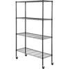 Storage Shelving Unit with Wheels, 4-Tier Adjustable, 700 lbs Capacity, Heavy Duty Garage Shelves Metal Organizer Wire Rack, Black, 47.2" L x 17.7" W