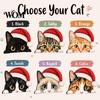 Holiday Table Decoration Cute Cat Shelf Sitter, Wooden Christmas Hat Peeking Desk Figurine, Funny Animal Craft Sign, Lover Gift for Home Office Tiered