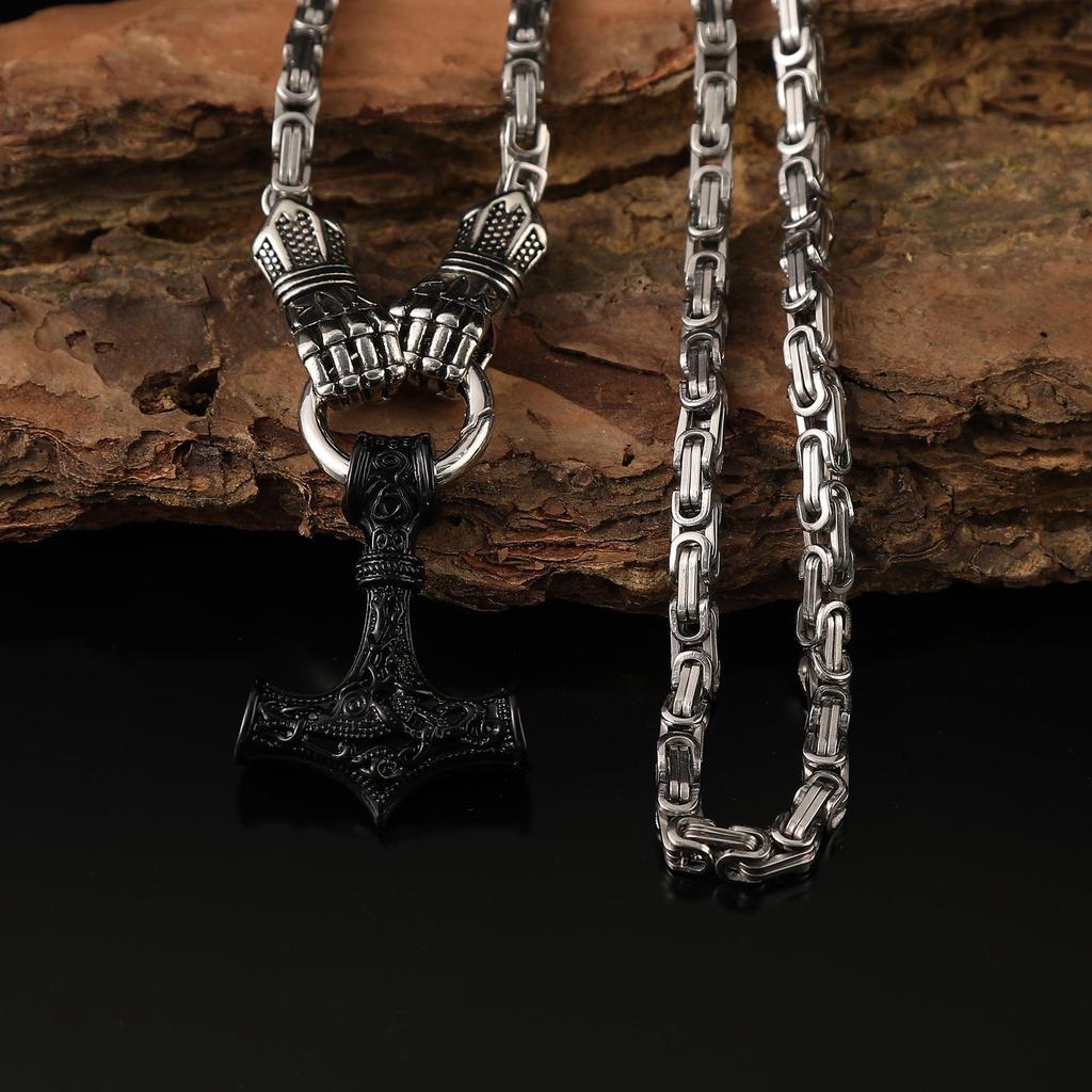 Популярный кулон-молот викингов на цепочке-королевской цепи - Ретро и смелый дизайн
