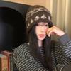 Women S Vintage Fair Isle Knit Beanie Oversized Roll Edge Winter Warm Hat