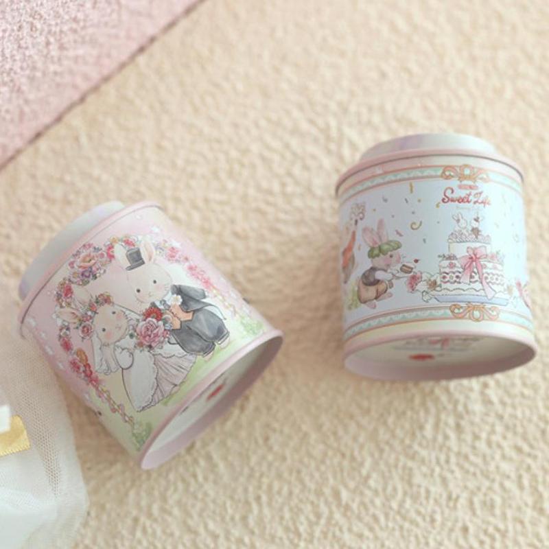 Мультяшный чемоданчик Jellycat в виде кролика, жестяная коробка для хранения, коробка для конфет и печенья, круглая металлическая шкатулка для украшений, подарочная коробка для свадьбы, дня рождения, вечеринки
