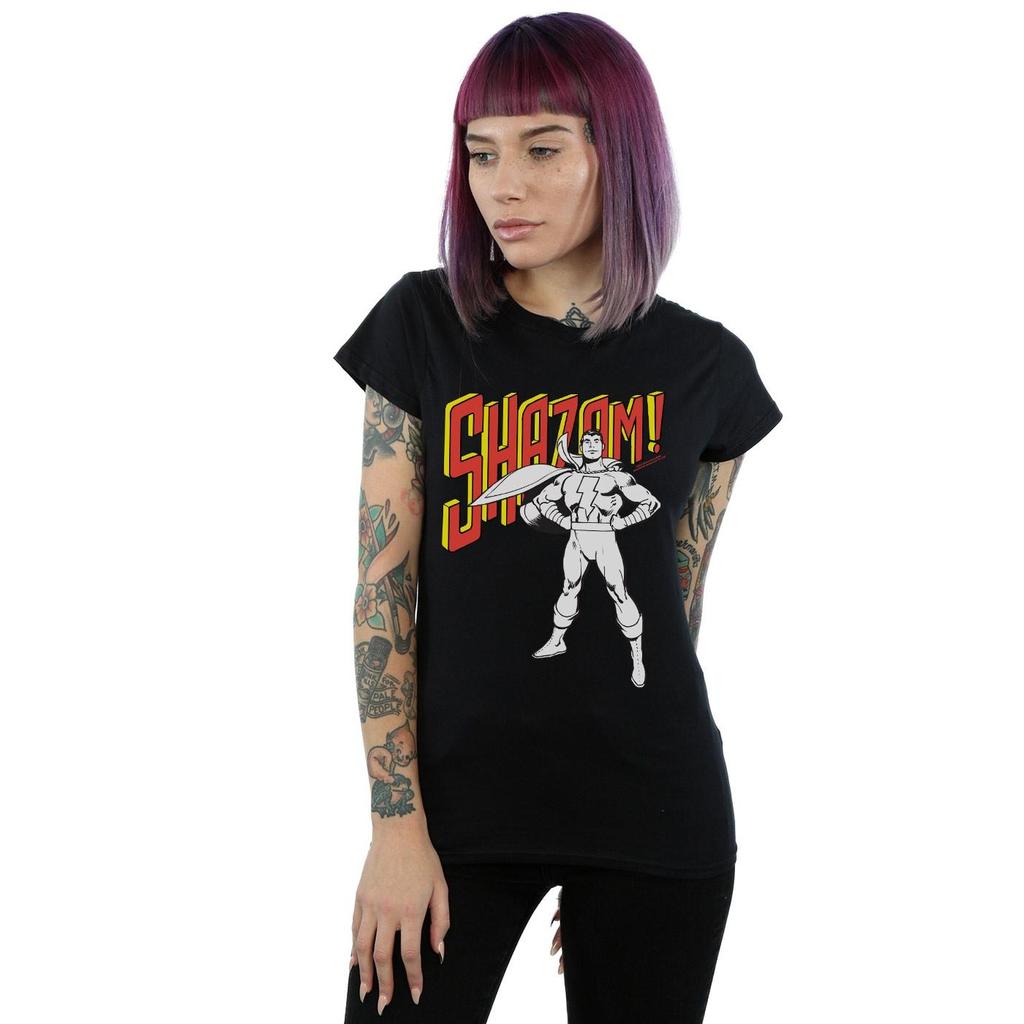 DC Comics Womens/Ladies Shazam Mono Action Pose Cotton T-Shirt