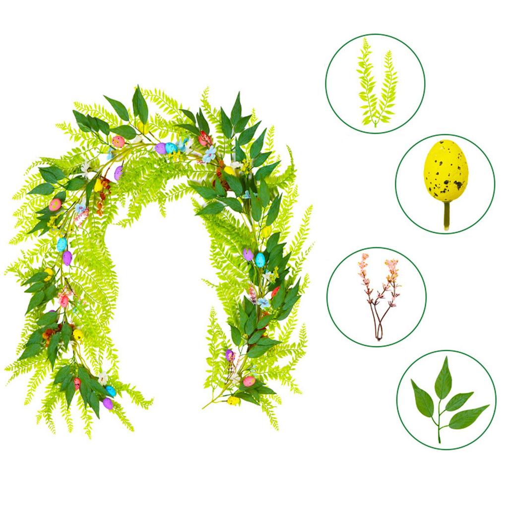1 Pieces 6.2ft Easter Egg Garland For Mantle Spring Vine Flower Easter Garland Multi Colored Artificial Hanging Wall Decor For Easter Tree Decoration
