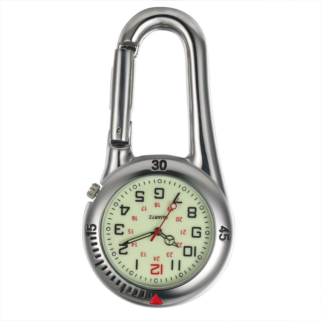 Lancardo Nurse Watch Pocket Watch Analog Luminous Carabiner Silver Men's Women's