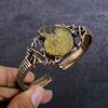 Natural Ammonite Fossil Gemstone Copper Wire Wrap Cuff Bangle Adjustable N9E39