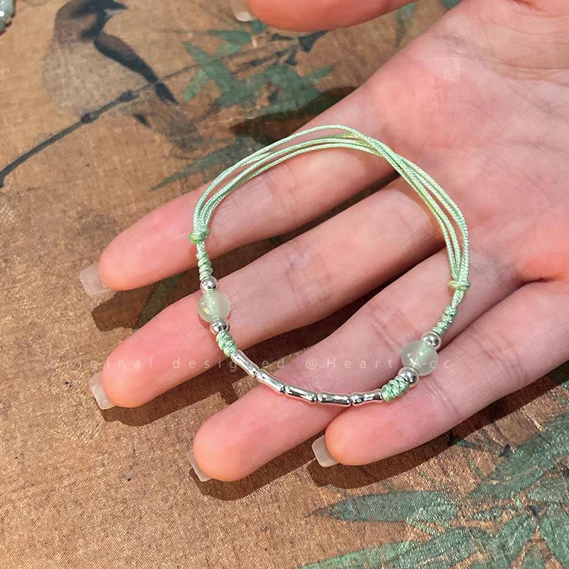 Изысканный двухслойный браслет из бамбукового нефрита: Женские украшения для рук в национальном стиле класса люкс