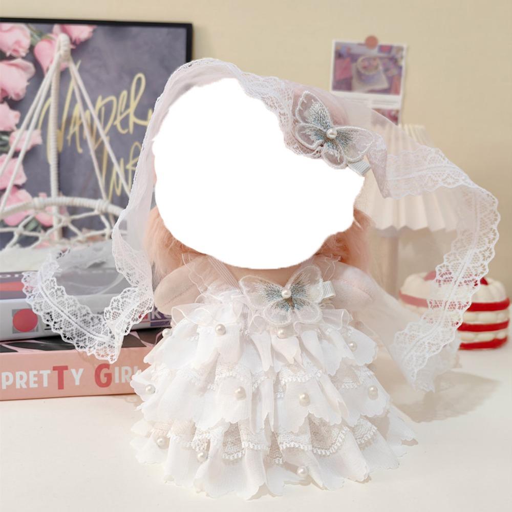 Wedding Dress Cotton Doll Outfit Dress 20cm Doll Flower Dress  DIY Keychain Pendant