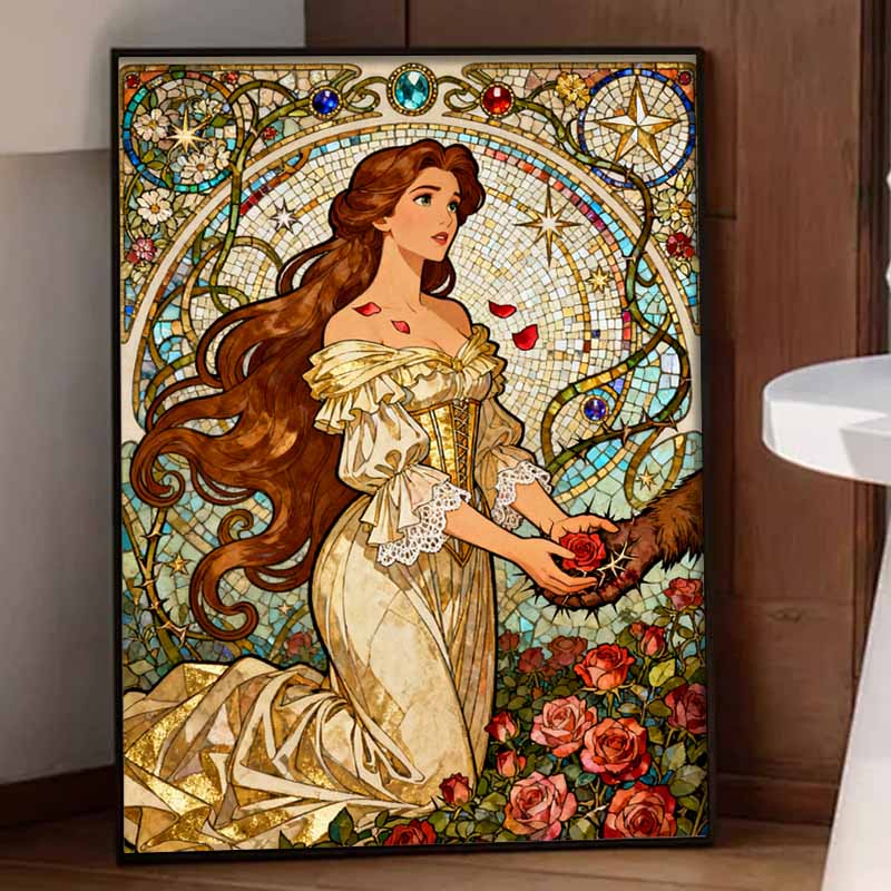 Disney 5D алмазная живопись, Красавица и Чудовище алмазная арт-картина DIY ручная работа наклейка подарок, картина для украшения дома