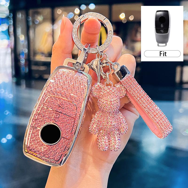Diamond Pink ICAR for Mercedes Benz A C E S G Class GLC CLA GLB 200 2024 CLE W205 W213 W222 X167 W177 Key Case Cover Fob Chain