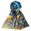 Silk Impressionist Vincent Van Gogh Starry Night On the Crepe Satin Masterpiece Stole Gift [Anemos] 100% Rhône