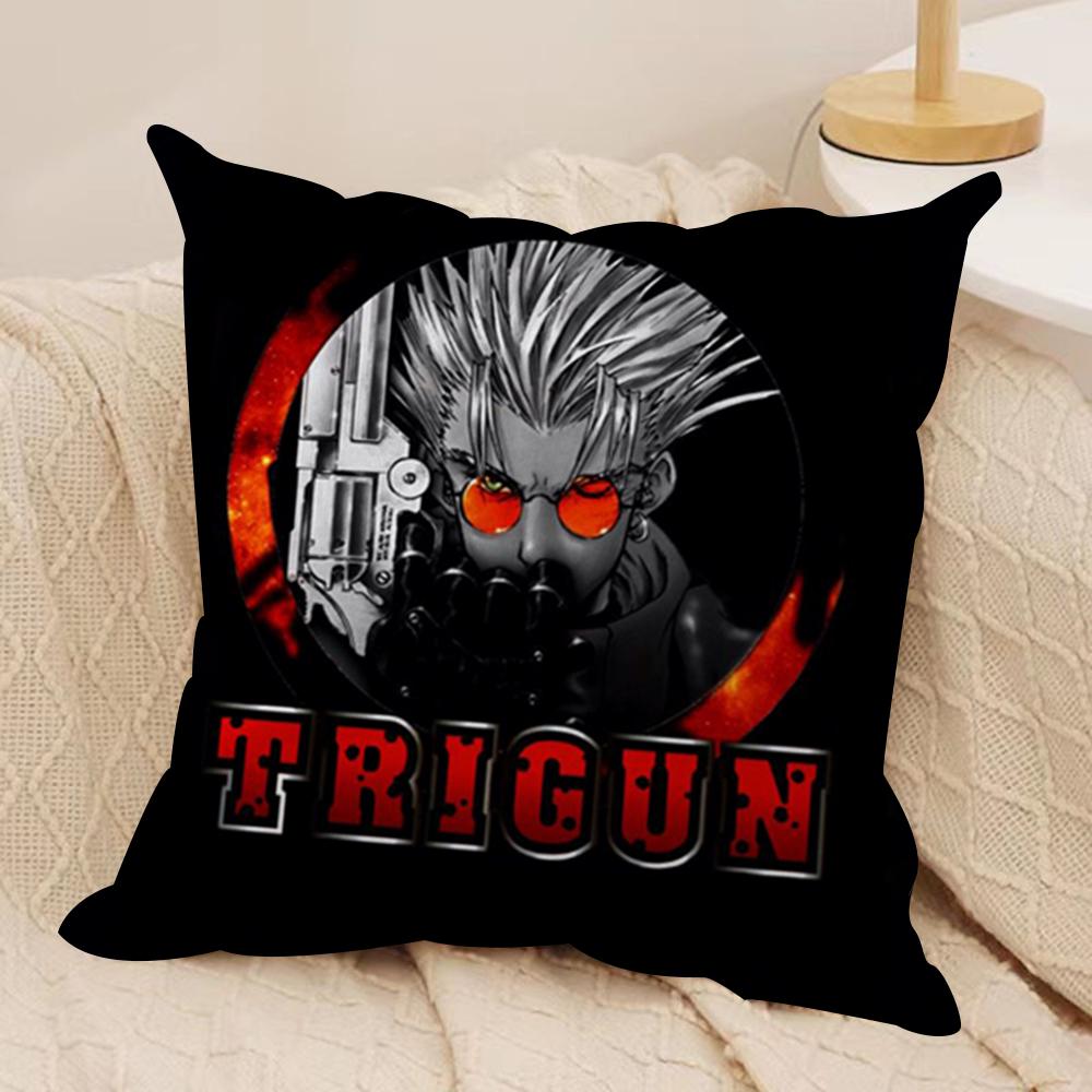 Крутая Наволочка для Подушки с Аниме Trigun Мягкая Плюшевая Ткань Двусторонняя Печать Наволочка для Подушки на Диван для Всех Сезонов Домашний Декор Подарок